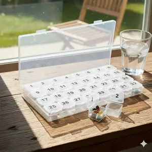 32 Day Monthly Pill Organizer - Large Capacity Daily Pill Box, Individual Removable Pods for Travel & Home, Arthritis Friendly