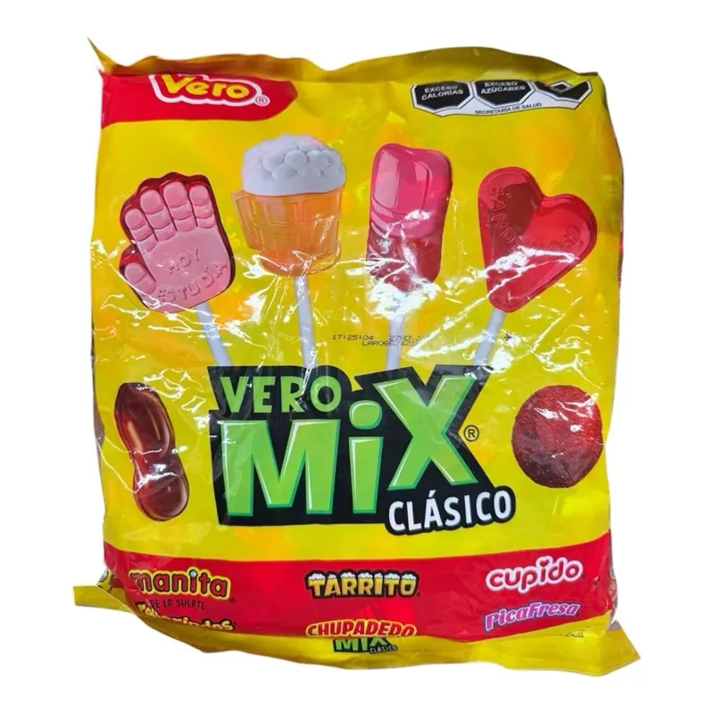 Mix Clasic - 6 in 1 Party Pack with Manita, Rellerindo, Tarrito, Chupado, Cupido, Picafresa Snacks in Yellow Bag 1.5 kg