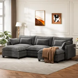 BAYCLARA 111.5-inch U-Shape Modular Chenille Sectional Sofa Couch