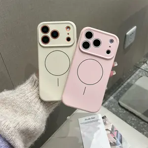 Phone Case for iphone 17 16 15 14 13 12 pro max plus, Luxury Solid Candy Color Lens Protection Silicone Case, Compatible with Magsafe Wireless Charging Phone Cases