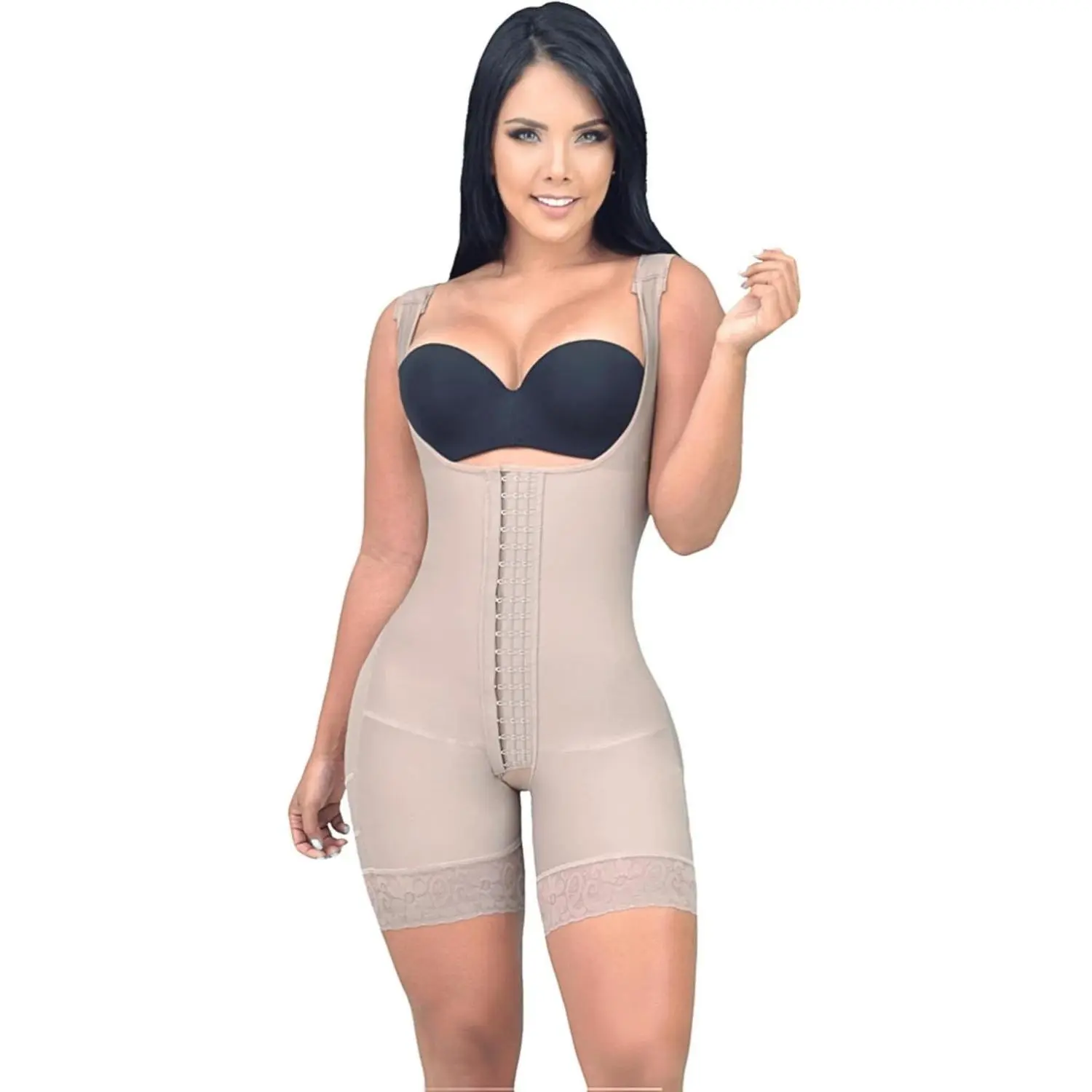 Fajas Colombianas Faja Shapewear Bodysuit for Women, Plain Powernet with Adjustable Straps, High Compression for a Seamless, Comfortable Fit, Anti-Slip Bands, Adjustable Strap, Hook And Eye