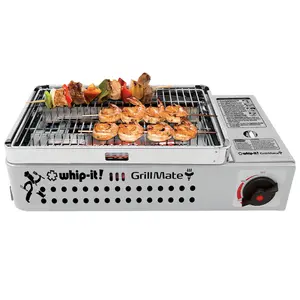 Versatile Whip-It! GrillMate Butane Stove for Evenly Cooked BBQs, Picnics & Camping in Silver