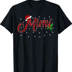 Funny Matching Family Buffalo Plaid Mimi Christmas Pajama T-shirt