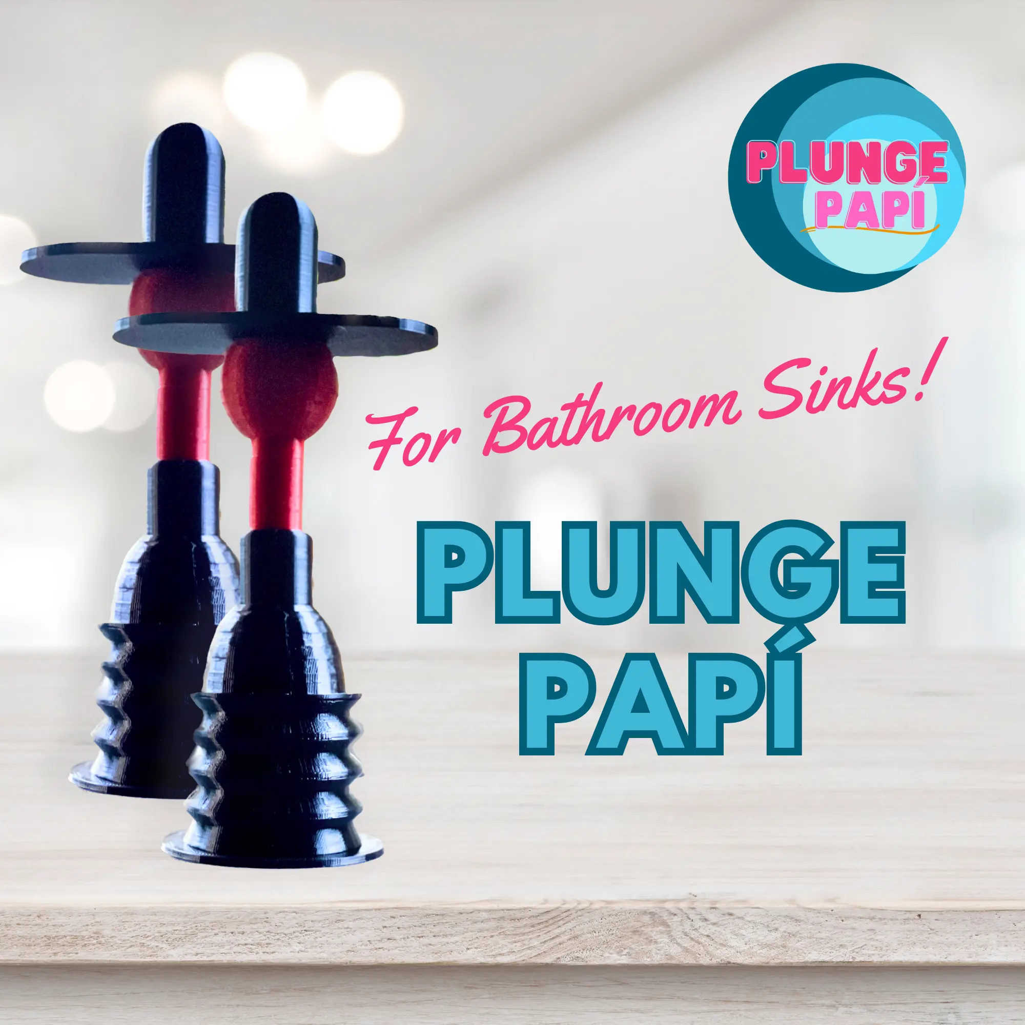 Plunge Papi 2 Pack - Bathroom Sink Plungers with Overflow Stoppers