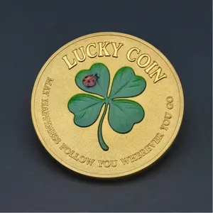 1pc Lucky Clover Memorial Coin | 3D Embossed Design, Unique Collectible Gift, Available in Mixed Colors