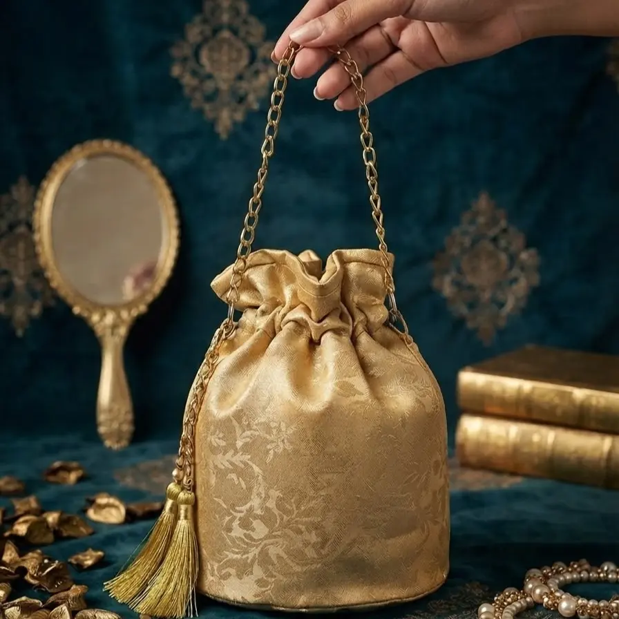 Classic silk potli with chain strap