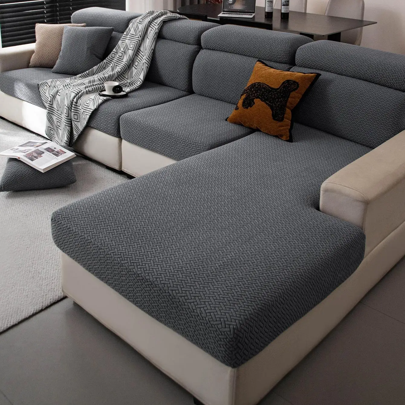 Solid Color Sofa Cover, 1 Count Soft & Durable Sofa Slipcover, Sofa Protector for Home Living Room, Bedroom, Office