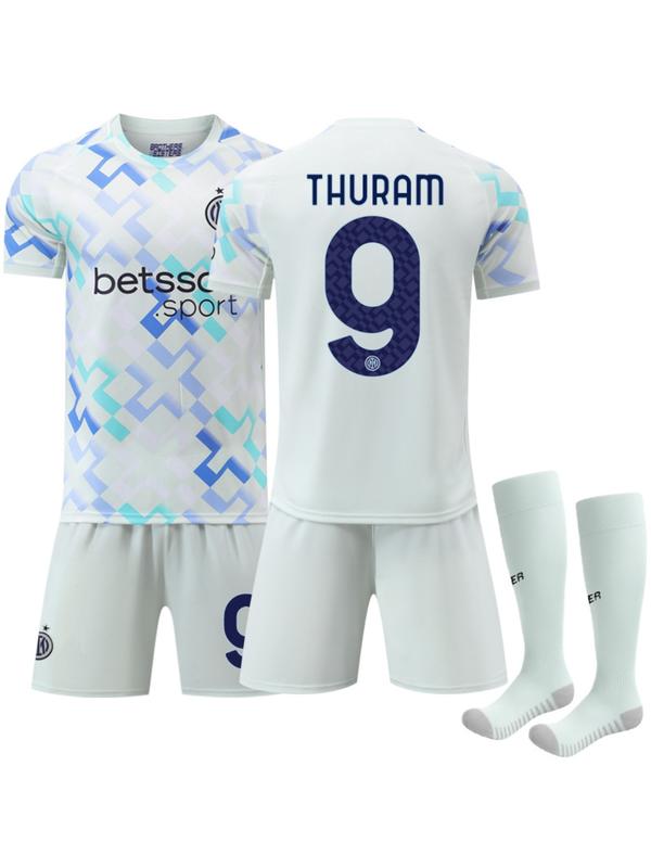 2526 New Inter Milan Away Football Kit, No. 9 Thuram, No. 23 Barella, No. 10 Lautaro, White Set Jersey