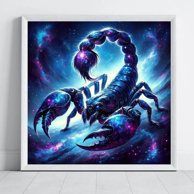 Adult Diamond Art Kit, Full Drill Round Diamonds, Galaxy Home Decor Wall Art, Unique Scorpion Design, No Frame DIY Handicraft Craft Supplies, Perfect Gift for Beginners & Adults, Diamond Painting Kit