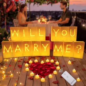 Will You Marry Me Light Up Letter Sign, Marry Me Proposal Decorations with 24 LED Lights Candles and Remote Control, Suitable for Indoor Outdoor Romantic Proposal Events