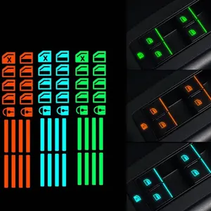 Glowing Car Window Button Stickers, Fluorescent Rising and Stick-On Decals, Easy Application Interior Accessories for Cars