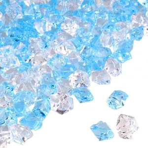 PMLAND Acrylic Ice Rocks Crystals Gems ~550 Pcs 3 lbs Bulk Bag for Vase Filler Table Scatter Party Wedding Arts Crafts Decoration Display Idea - Light Blue Clear Blend