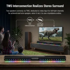 HUICHANG 10-Speaker RGB Soundbar -WirelessBluetooth 5.3 Slim 34.6" Design, Deep 9D Bass,TWSStereo, Piano Black Finish, AUX/USB/CoaxialInputs,Perfect for Home Theater, TV, Gaming &PartySmartphone Audio, Black Friday, gifts, New Year'sParty