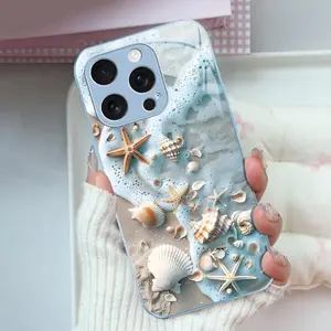 Summer Beach Vibe: Seashell & Starfish Phone Case — Shockproof Glossy Cover for 【iPhone 16 Pro Max】666