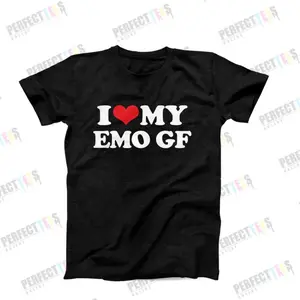 Funny Graphic Tee,I Love My Emo Girlfriend T-Shirt, Funny Emo Girlfriend Shirt for Boyfriend, Emo Couple Shirt, Gift for Him, Birthday Gift for Emo Boyfriend Top Casual
