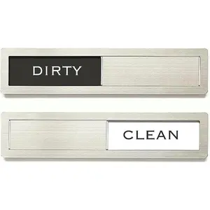Dishwasher  Clean Dirty Sign,  Stainless Steel Black and White Non-Scratch/Kitchen Decor/Easy to Read & Slide/  Housework  (Black White)
