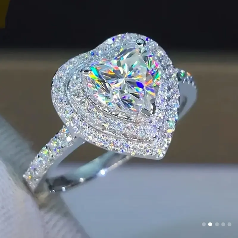 Wear Forever Ring -beautiful engagement ring where every day ring heart shaped cubics zirconia  real 925 Sterling silver rings crown ring