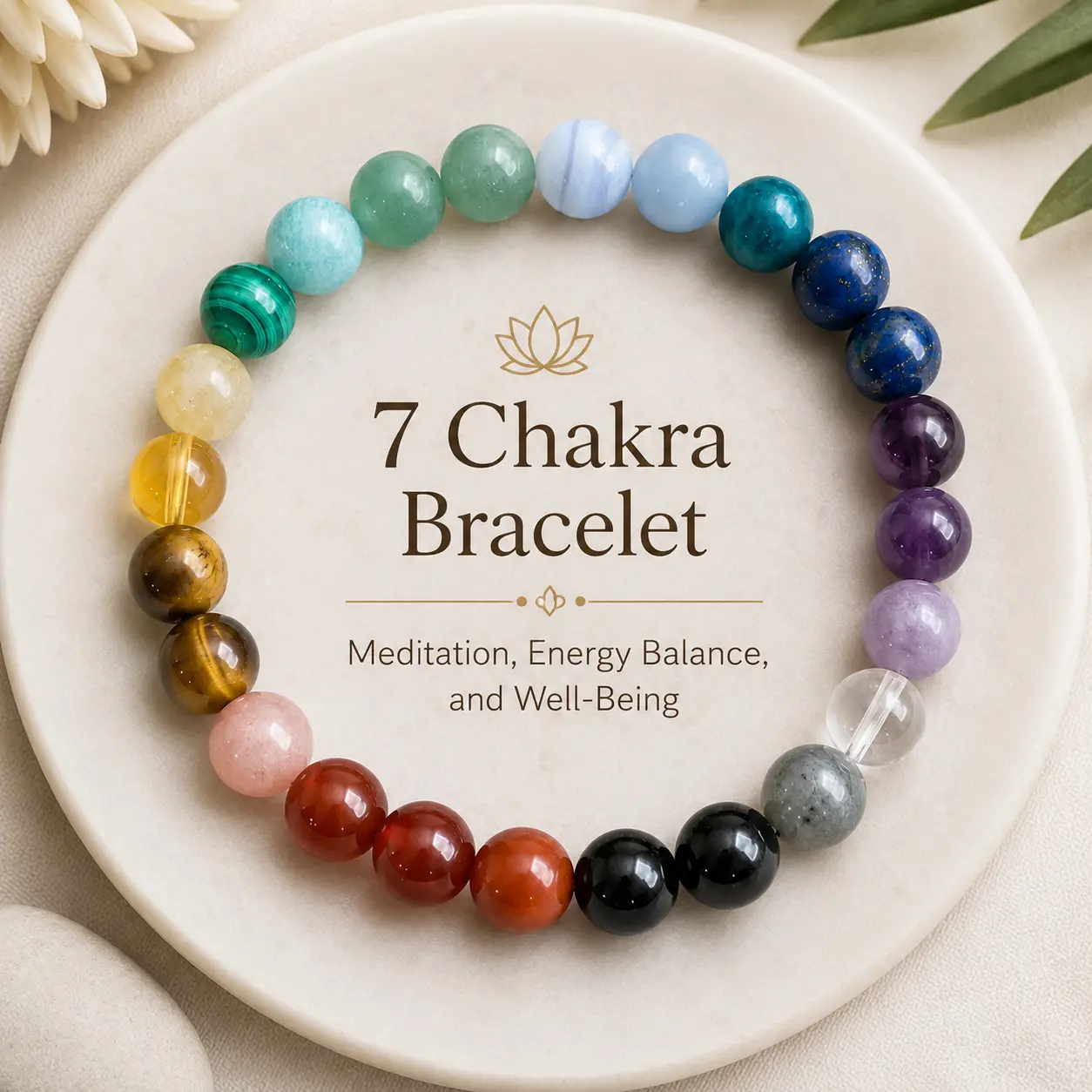 7 Chakra Rhinestone Bracelet, Beaded Stretch Healing Bracelet for Meditation Yoga Reiki Spiritual Energy Balance