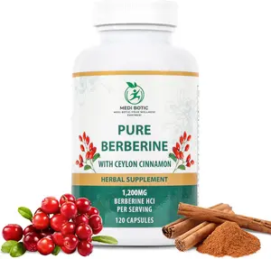 Berberine with Ceylon Cinnamon 1200mg Berberine HCl Capsule for Energy Normal Metabolism and Immune Support Third Party Tested Non GMO and Gluten Free 120 Count Cardiovascular Wellness Healthy Blood Sugar Defense Supplement