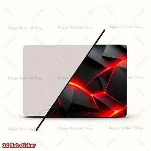 2 Piece Modern Geometric Red and Black Laptop Case Sticker, Neon Effect, Self-Adhesive Suitable for Laptops, PCs, Tablets