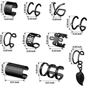 20 Pcs Ear Cuffs Wrap Clip On Earrings Women Cuff Earrings Non Piercing Cartilage Helix Hoop Earring Adjustable Fake Earrings Piercings Punk Ear Jewelry Set Black Gold Silver Rose Gold