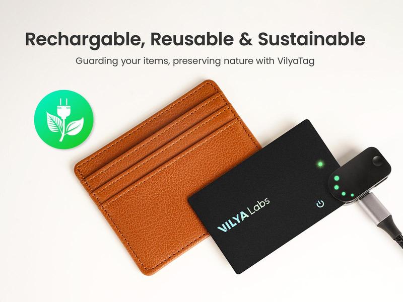 VilyaLabs Wallet Tracker Card Rechargeable for Apple Find My, Slim and Thin Up to 0.06inch, Water Resistant, with Dual Protection System VilyaLabs Wallet Tracker Card Rechargeable for Apple Find My, Slim and Thin Up to 0.06inch, Water Resistant, with Dual Protection System