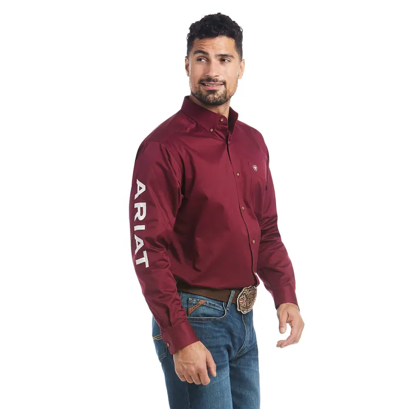 Ariat Men's Team Logo Twill Classic Fit Shirt Burgundy