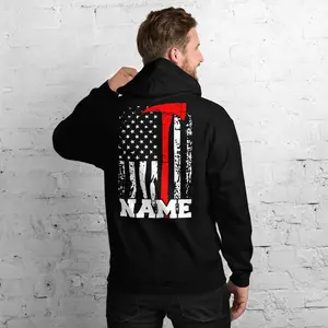 Personalized Firefighter Hoodie Customized Firefighter Gift Thin Red Line Fire Axe Firefighter Name Hoodie Firefighting Hoodie