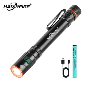HaixnFire X69 LED Portable Rechargeable Pen-shaped Flashlight - Waterproof Pocket-type Flashlight - Single Mode Use is Convenient, With Clasp - Suitable for Inspection, Camping and Daily Use