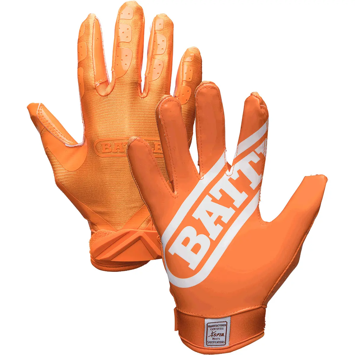 Battle Sports Adult DoubleThreat Football Gloves - Orange, Football Accessories, Antislip, Adjustable, Breathable Sports Gloves, Legal Stick Limit Compliance, Antislip Sports Gloves
