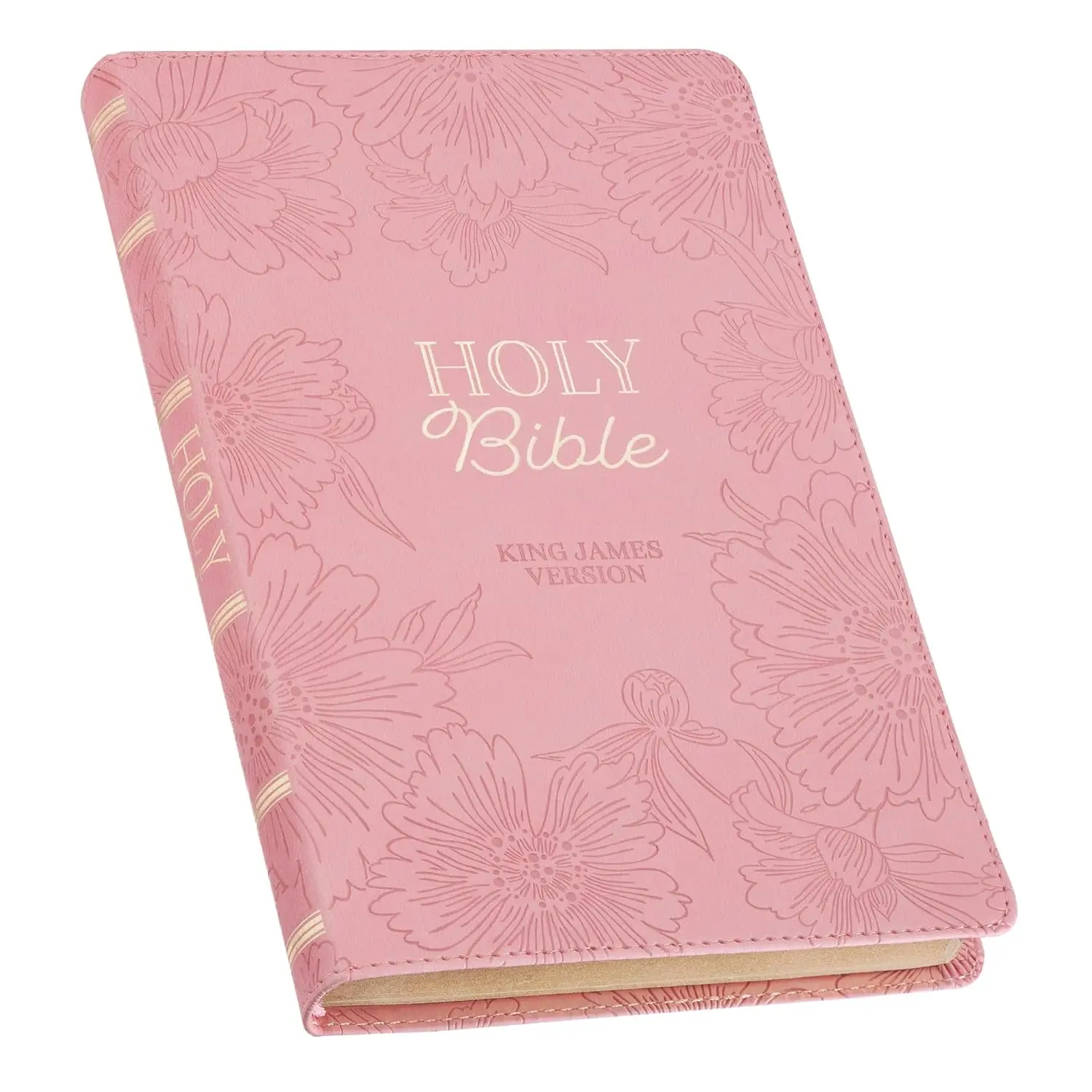 New KJV Holy Bible - Elegantly Designed Blossom Pink Floral Print Faux Leather Flexible Cover, KJV Classic Text Gift Edition Religious Collectible, Ideal for Christian School Awards Ceremonies