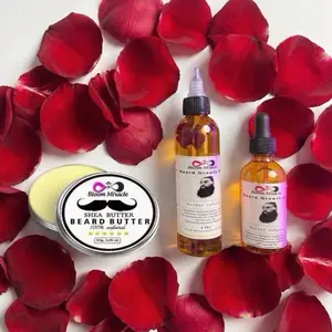 Bloom Miracle Beard Growth Oil Bundle for Men Hair Care with Beard Balm Butter 100% Natural