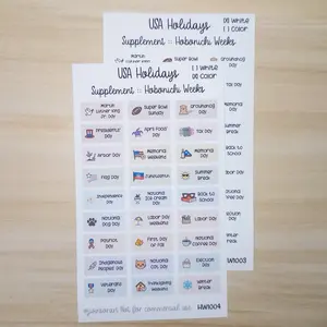 USA Holidays Supplement – Hobonichi Weeks Planner Size Sticker Sheet for Hobonichi (White or Color Background)