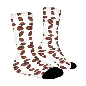 Coffee Rugby Print Athletic Socks for Men & Women – Cushioned Moisture-Wicking Crew Socks for Sports, Running, and Training, Soft & Breathable