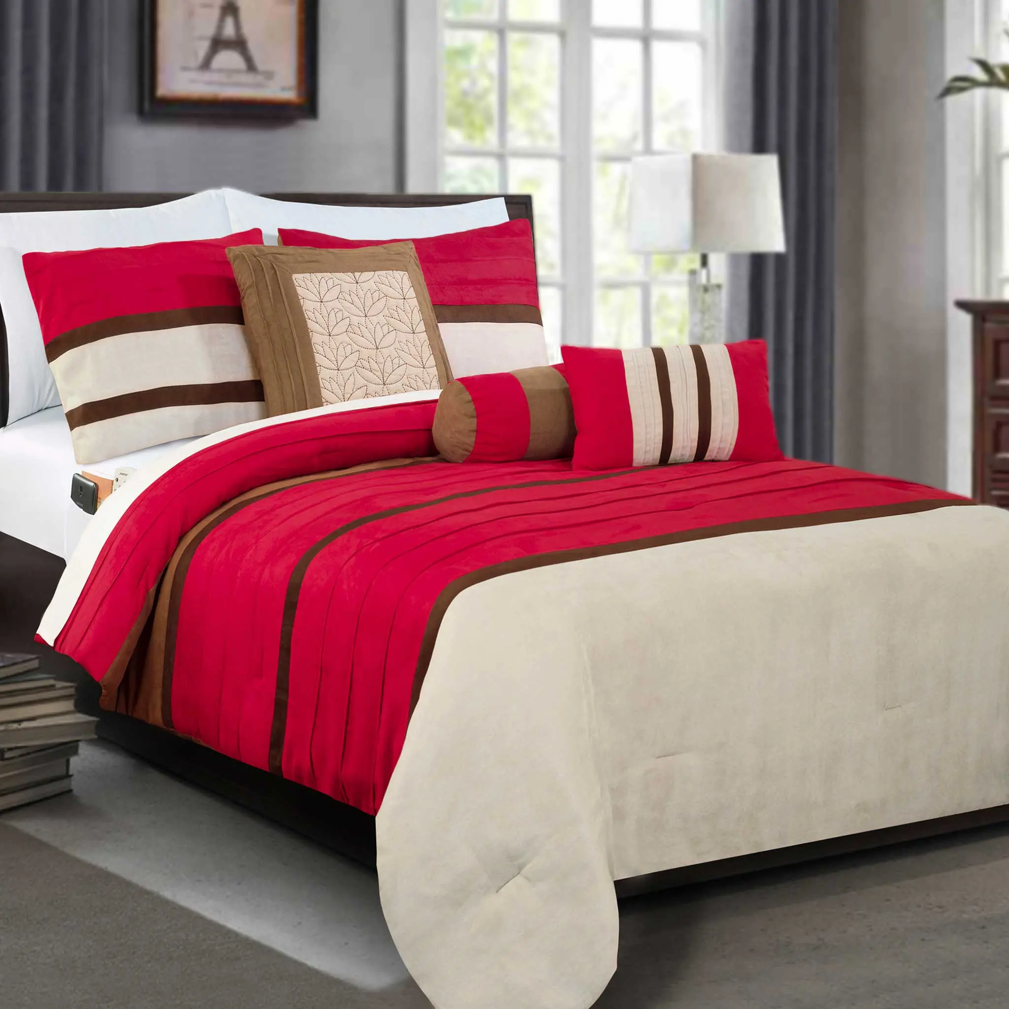 Mocassi 12-Piece Cirena Micro-Suede Comforter Set with 6-Piece Sheet Set and Double-Sided Storage Pockets, Plush Warmth, Comfy Bedding Sets, Bedding Inspo