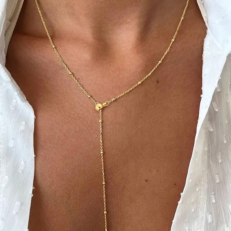 Letter Pendant Necklace for Women, Personalized Initial Necklace, Alphabet Necklace, Stainless Steel Bead Chain Necklace, Elegant Necklace, Fashion Jewelry for Party, Daily Decor, Birthday Gift, Durable Fashion Accessory
