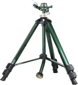 RESTMO Tripod Base Zinc Impact Sprinkler, 360° Rotating & 3-Height Adjustable Tripod, Heavy Duty Full Metal Sprinkler for Agriculture and Large Yard Irrigation