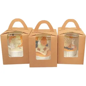 Auto-pop up Individual Cupcake Boxes with Window 25 Count Brown Single Cupcake Box 3.7 x 3.7 x 4.3inch Cupcake Carrier