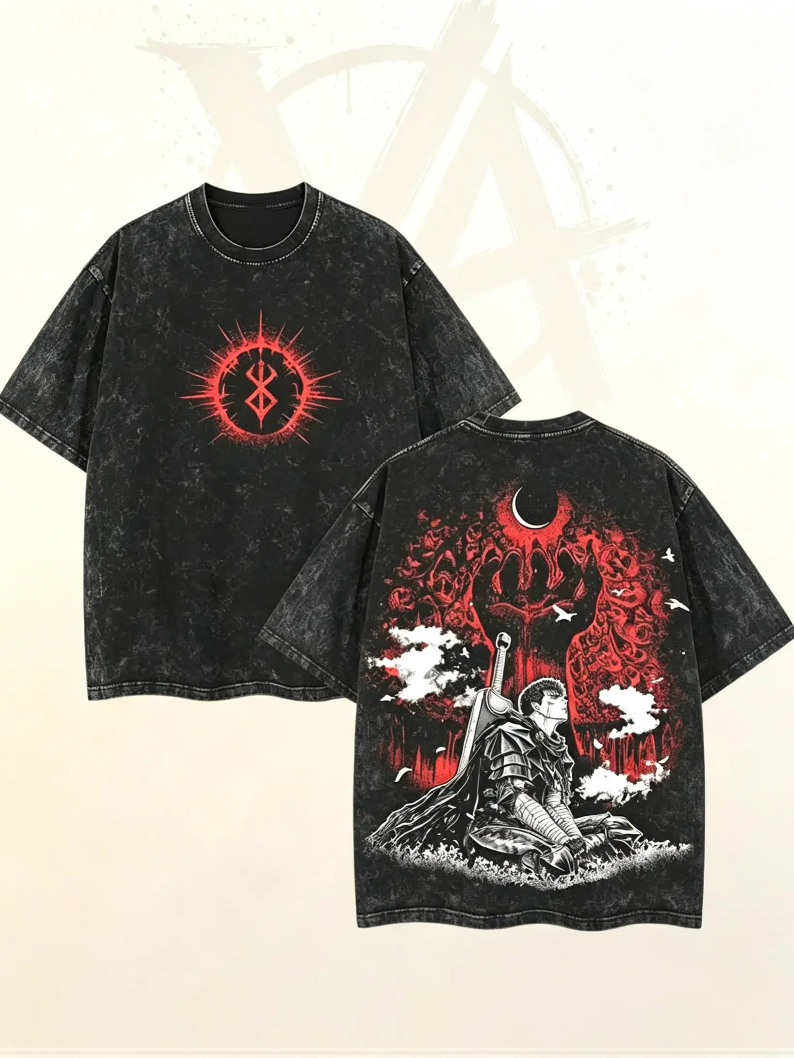 [AVT]valentine shirts Berserk Dark black Knight Guts wolf armor v17 goth dark anime manga game dark gothic 2 sided Washed Tshirt Soft graphic t-shirts fantasy streetwear streetwear lover graphic tee,trendy t-shirts,humor symbol t-shirt,funny student shirt