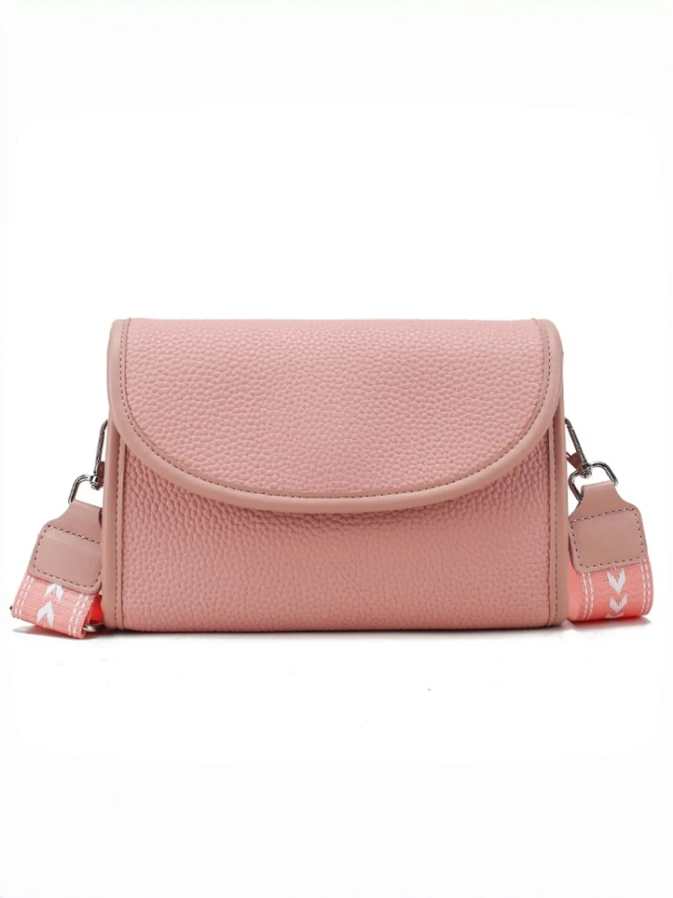 Litchi Texture Soft Leather Crossbody Bag, Wide Strap + Flip Cover Design, Elegant and Chic Single Shoulder Bag for Women