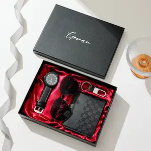 Luxury Gift Set for Men (Seven Pieces): Watch, Glasses, Pen, Keychain, Belt, Wallet - Perfect for Holidays and Birthdays