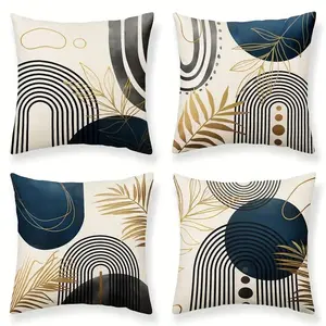Bohemian Style Geometric Pattern Throw Pillow Case, 4pcs Square Pillow Cover without Filler, Household Decoration Supplies, Home Textile