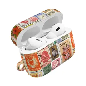 Vintage Stamps Collage AirPod Case Accessories Cute Aesthetic Trendy Summer AirPods Cases 2nd 3rd 1st Gen Pro Earbud Holder Air Pods 2 3 1