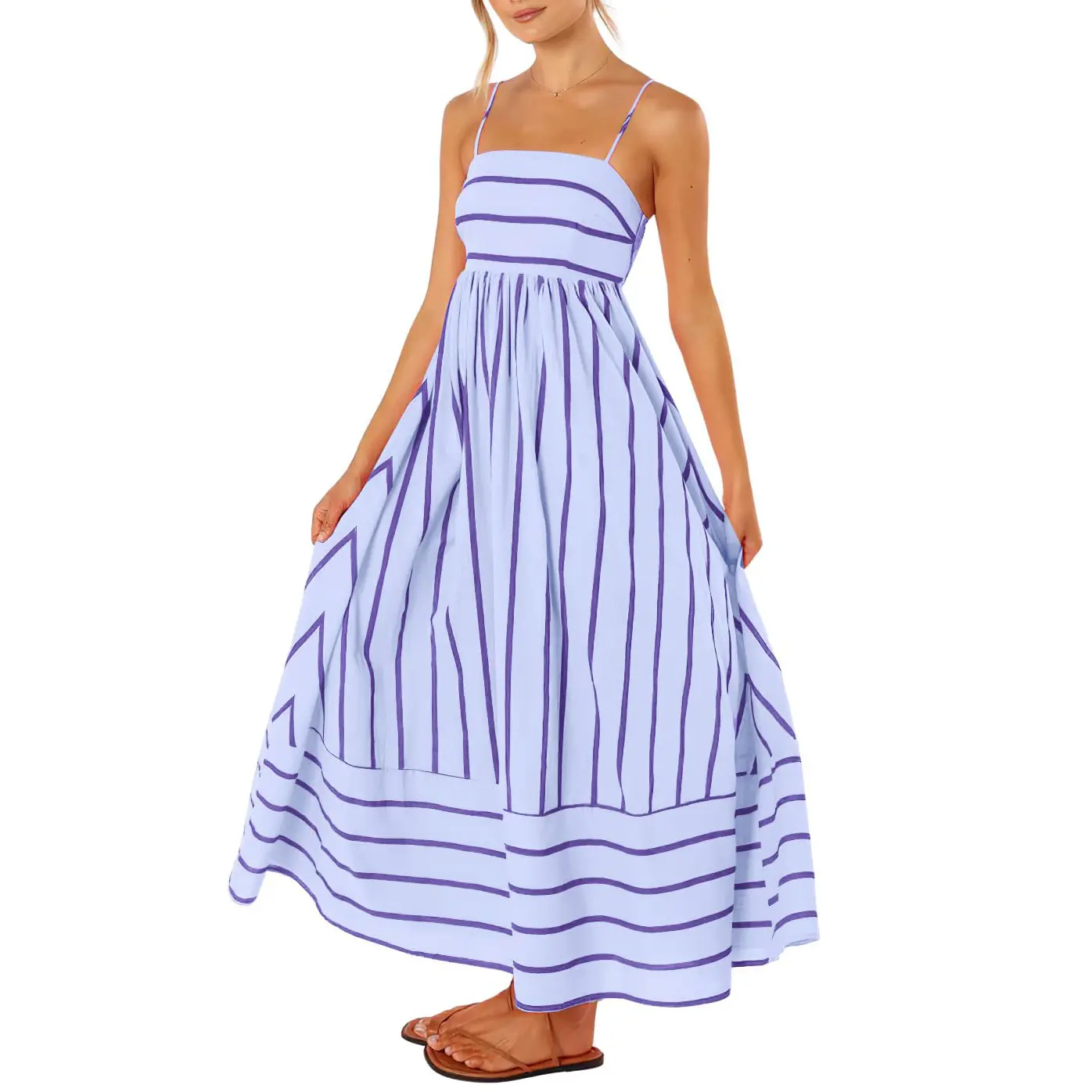 Women's Striped Back Smocked Spaghetti Strap Maxi Dress - Printed, Fashionable, Lightweight Premium Fabric, Adjustable Elastic Smocking, Sexy Cutout, Flowy Swing, Pockets, Beach Wear, Evening Casual Vintage Womenswear - TikTok Shop Women's Striped Back Smocked Spaghetti Strap Maxi Dress - Printed, Fashionable, Lightweight Premium Fabric, Adjustable Elastic Smocking, Sexy Cutout, Flowy Swing, Pockets, Beach Wear, Evening Casual Vintage Womenswear - TikTok Shop