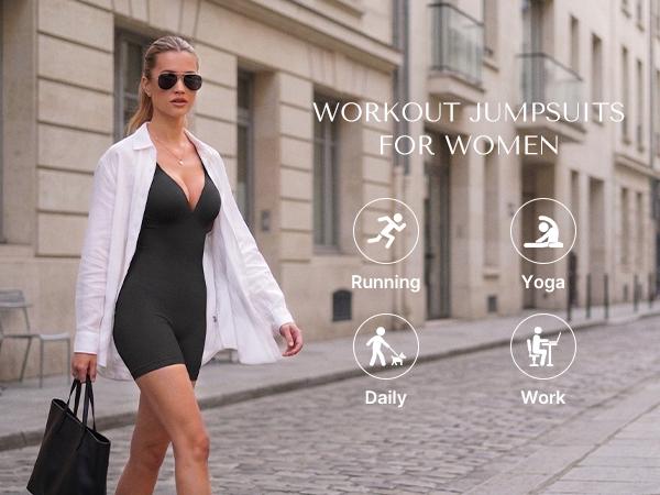 SHAPELLX  Deep V Sculpt Bodycon Stretch Shorts Jumpsuit Romper Tummy Control Boyleg Bodysuit