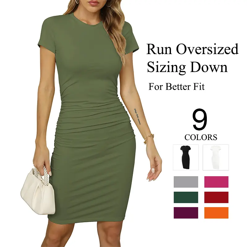 Stretchy Ruched Maternity Dress Soft Cotton Bodycon Bump Friendly Summer Dress with Side Gathering for Pregnancy Stretchy Ruched Maternity Dress Soft Cotton Bodycon Bump Friendly Summer Dress with Side Gathering for Pregnancy