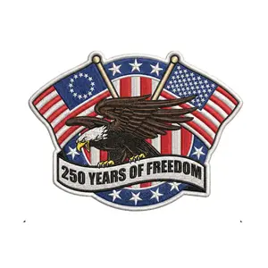 HANDICHI Design 250 Years of Freedom Patch 3.5 Inch – USA Patriotic Embroidered Patch Iron On Sew On American Eagle Flag for Jackets Hats Bags Backpacks
