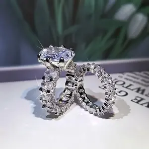 [8Ct Moissanite Ring] 8 Carat Moissanite S925 Silver Wedding Ring Set |     Engagement, Commemorative, Mother's Day Gift for Wives, Girlfriends