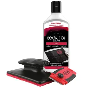 Cooktop and Stove Top Cleaner Kit - Glass Cook Top Cleaner and Polish 10 oz. Scrubbing Pad, Cleaning Tool, Razor, Scraper