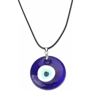 Evil Eye Necklace Turkish Blue Glass Leather Rope Evil Eye Necklace for Women Men Lucky Protection